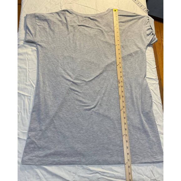 Zenana Short Sleeve Shirt Womens Large Gray V-Neck Casual Everyday Minimalist - Picture 1 of 4